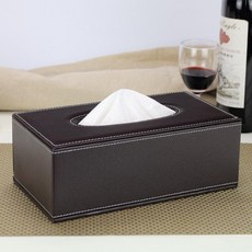 無品牌 創意皮革家用可愛紙巾盒客廳茶几桌面餐巾抽紙盒車載車用紙抽盒木, 大號紙巾盒咖色牛皮紋