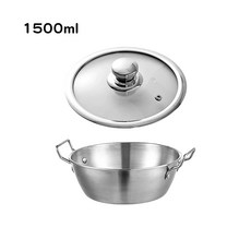 Fasola 304不鏽鋼雙耳帶蓋泡麵碗 1500ml, 銀色, 1個