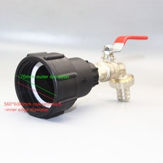 IBC탱크 수도꼭지 어댑터 농약통 물 저장 밸브 배수 합금, 1개, G. 60 활성 연결 4부 황동