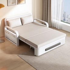 소파베드 접이식 변신 쇼파 침대 원룸 거실 1인용, 미색 길이82cm