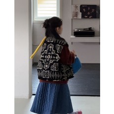 아동 2025 가을 겨울 도톰한 빈티지 퍼 자켓 라운드넥 캐주얼 조끼 코디 상의