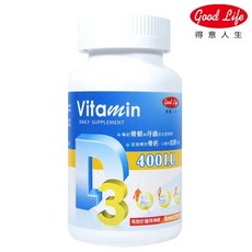 得意人生 維生素D3膠囊 400IU 120粒 鈣吸收 骨骼保健 牙齒發育 營養補充, 1個, 【維生素D3膠囊 400IU】120粒