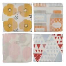 하라다 키요이 카야 7겹 프린트 행주 옐로우팝 시리즈, 4개