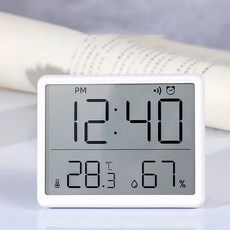 멀리서도 잘 보이는 온습도계 시계 자석 부착 벽걸이 탁상겸용, 화이트, 1개