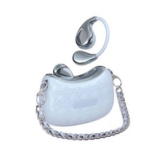 BEAR MOUNTED 掛耳式藍牙耳機 菱格紋充電盒設計, 藍色, YX46