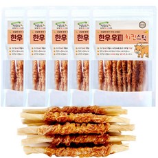멍도락 한우우피스틱 100% 한우껌 오래먹는 강아지껌 국내산 수제간식, 한우우피 치킨스틱, 90g, 5개 한우우피 치킨스틱, 90g, 5개