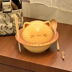 閃 出貨 陶瓷泡麵碗碗 烤麵包小貓碗 小貓碗 烤麵包小貓泡麵碗 泡麵碗 烤麵包小貓係列全套餐具, 烤麪包貓咪泡麪碗, 1個