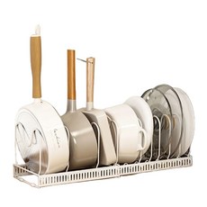 살림을 더하다 빅 길이조절 후라이팬 정리대, 화이트