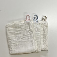 [10+1] 하솜 정련된 3겹 4겹 어린이집 무형광 순면 주방 고리 손수건 소창 행주 답례품, 1개, 스트라이프 핑크, 3겹, 이름표라벨 구매 X