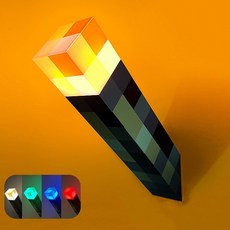 2025 마인크래프트 횃불 조명 4가지 불빛 마크 전등 토치 충전식 무드등, 충전식 마크 횃불 4색조명