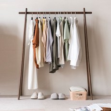 스탠드 침실행거 우드 월넛 북유럽 62cm, 원목색상 62CM 접이식