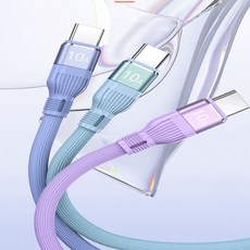 3컬러 파스텔컬러 듀얼 C타입 초고속충전 케이블 2M hii+822or, ONE, 퍼플_ONE