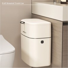 벽걸이 휴지통 쓰레기통 욕실 겸용 9L, 아이보리