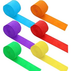 6가지 색상의 롤 크레이프 페이퍼 스트리머 파티 장식용 레인보우 스트리머1.8인치 x 82피트롤