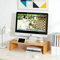 쿠리브 사무실 모니터받침대 데스크 선반 원목색 모니터 스탠드