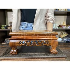 御古齋 精選紅檀厚裝長方形底座 雕花木座 玉石藝品展示底座 盆栽座 花台 (三種尺寸任選), 1個, 小, 紅檀底座