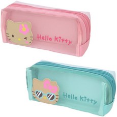 산리오 헬로키티 메쉬 박스 파우치(펜파우치/필통)_태닝, 히비스커스(핑크)(606534)