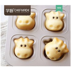Chefmade學廚WK9788小牛牛頭蛋糕模12杯 卡通造型家用烘焙模具, 1個