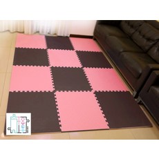 方格子地墊 64x64x2.3cm 爬行墊 遊戲地墊, 1個, 64*64*2.3cm粉紅色配咖啡色