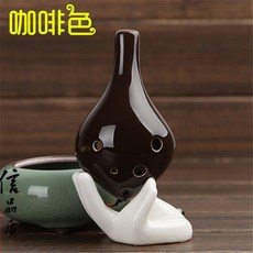 熱銷木火陶笛6孔中音AC調初學生入門熏燒六孔敎學陶笛免費刻字自學易, 木火6孔中音AC深咖色 無煙燻味, 1個