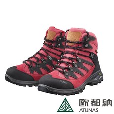 ATUNAS 歐都納女款中筒登山健行鞋，Vibram黃金大底，寬楦耐磨防水