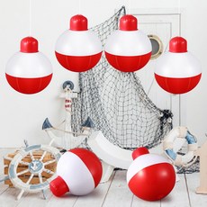 Jetec 6개 12인치 풍선 낚시 밥버 장식 야외 빨간색 흰색 걸이 장식품 어부 생일 파티 마당 용품 선호, 6