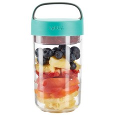 LeKue 手提式便當盒 可折疊白金矽膠 總高19cm, 1個, 綠色