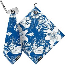 ClubSmith 골프 백 및 클럽용 마그네틱 골프 타월 45.7 x 45.7cm(18 x 18인치) 프리미엄 와플 극세사 골프 액세서리 남성/여성용 선물 및 장비 (화이트, Blue Flowers