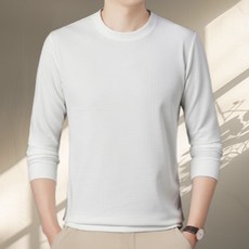 코엑티 남성 가을 와플 맨투맨 라운드 긴소매 티셔츠