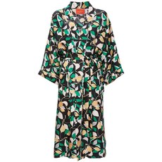 라 더블제이 나뭇잎 프린트 실크 가운