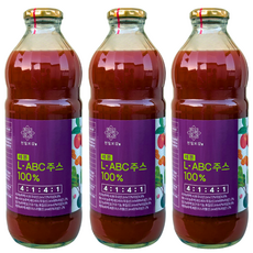 레몬ABC주스 사과 비트 당근 레몬 황금비율 환경호로몬 없는 유리병, 3개, 1L