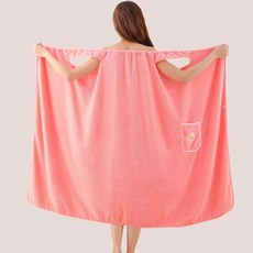 한타오 여성 원피스 고급 산호털 가운 랩 타월 바스 골프 샤워가운, 1개, 블루