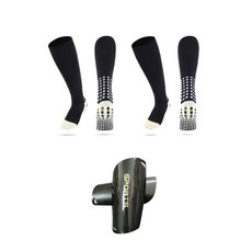 wrikri 2 件套兒童足球襪帶防滑條 + 護脛 WBCSS, 黑色的