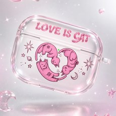 최신 귀여운 에어팟 케이스 핑크 고양이 하트 / 이어폰 에어팟4세대 3 2 1 프로, 투명, 1개, 에어팟프로