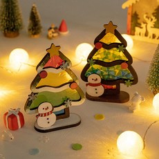 크리스마스장식 DIY 우드 MDF 셀로판지 썬캐쳐 만들기 단품(트리), 크리스마스장식 DIY 우드 MDF 셀로판지 썬캐쳐 만들