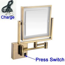 접이식 욕실 거울 홈 개선 메이크업 듀얼 팔 확장, 11. antique-Charge-3X, 1개