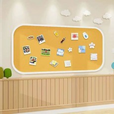 대형 펠트 보드 부착식 가벼운 학교 화이트 60x20 학원 롱안옐로우 알림판 게시판, 1