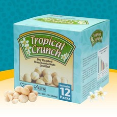 트로피컬 크런치 무염 마카다미아 - 12팩 1온스 오븐구이 천연 스낵 글루텐 프리 케토 친화적, Unsalted, s