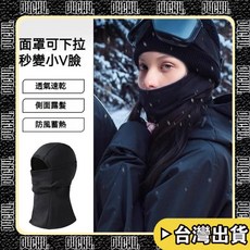 P4CH4 滑雪面罩 護臉 保暖頭套 抓絨臉罩 騎行 擋風 防寒頭罩, QD075黑色【露發設計】,均碼