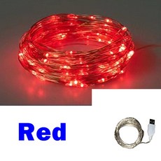 3/10/20M USB LED 문자열 조명 구리 실버 와이어 갈 랜드 빛 방수 요정 크리스마스 웨딩 파티 장식, 1m-By USB, 19)빨간색