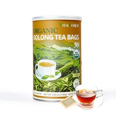 우롱 티백 50개 무표백 중국 우롱차 VitalForest 하이 마운틴 티 타이 관음 프리 선물 세트용 용기 팩 223566, 우롱 차