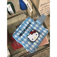 헬로키티 사각 체크 생리대 미니 손잡이 파우치