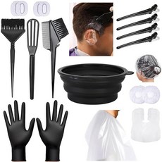 18피스 전문 헤어 탈색 키트 컬러링 염색 브러시 포함 컬러 볼 클립 살롱 도구용 귀마개 가정용 DIY [호환], 1