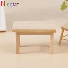112 인형 집 나무 식탁 다층 요리 보관 테이블 의자 가구 주방 모델 장식 액세서리, 라이트 그레이