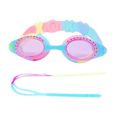 YUENREE 여아용 수영 고글 - 만 4-12세 블링 누출 방지 김 서림 자외선 차단 쉬운 조절 및 미끄럼 방지 여행용 하드 케이스 포함 레인보우 207484, 02: Clear Lens W/ Rainbow, 1개