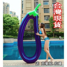 中壢24H出貨 水上漂浮 氣墊 夏日戲水必備, 1個, 茄子浮排(贈氣拓.拉繩.修補片)
