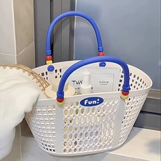 예쁜 물빠짐 목욕바구니 샤워 화이트 대형 기숙사 목욕가방 욕실, 1개, A. 물빠짐 손잡이 바구니 화이트