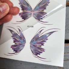 피부 장식 임시 문신 스티커 보라색 나비 날개 디자인 방수 바디 페인팅 파티, 1개, 상세페이지 참조
