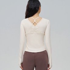 QUEEN YOGA瑜伽服蝴蝶美背裸感運動瑜珈長袖(附贈拆卸式胸墊)