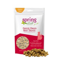 Spring Naturals 曙光冷凍乾燥生食貓用點心 凍乾 貓點心 貓零食 貓乾糧, 1個, 牛肉 2.1oz(60g)